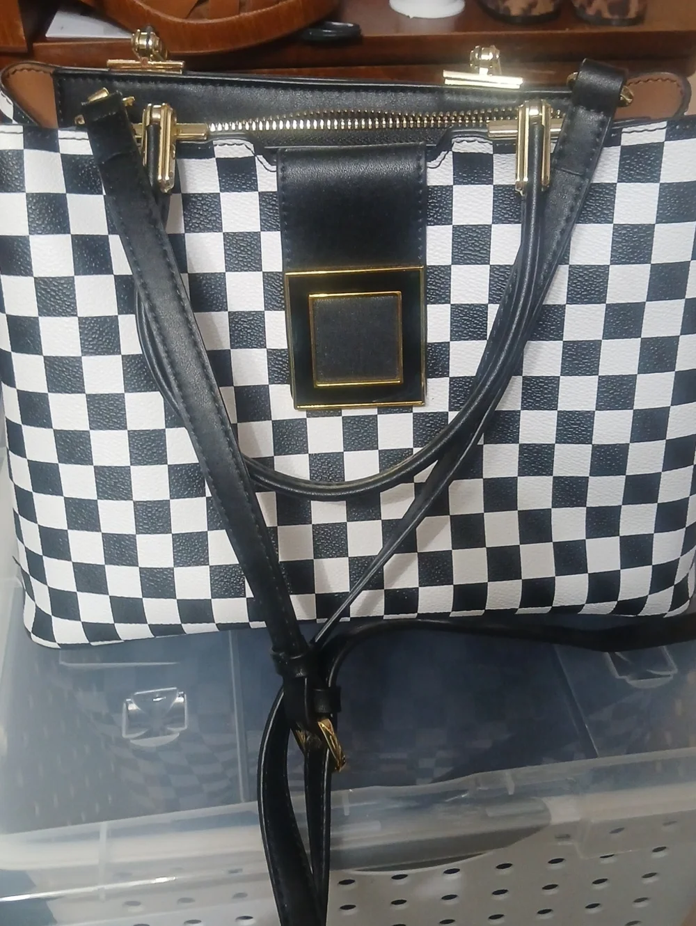 Black & White Checker Shoulder Bag